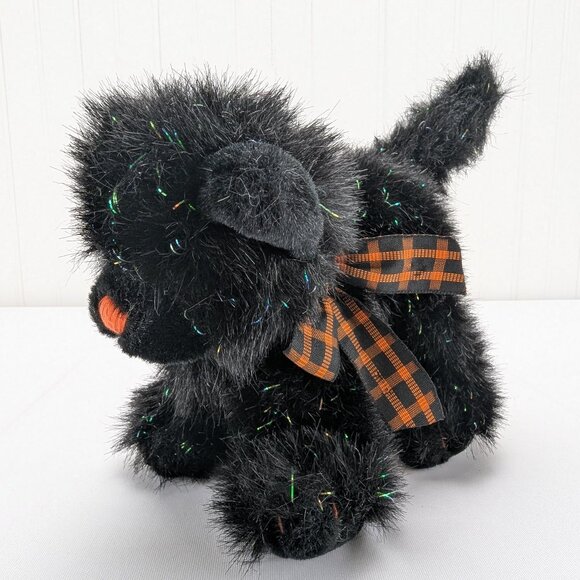 Russ Berrie Screech Black Cat Plush 6" Sparkly Stuffed Animal 100589 Halloween - Picture 1 of 10